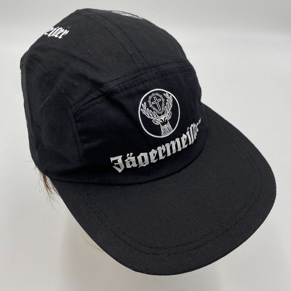 Jagermeister Mens Black Hat Elastic Back Baseball Cap 100% Cotton Stag Deer Logo - Picture 1 of 9